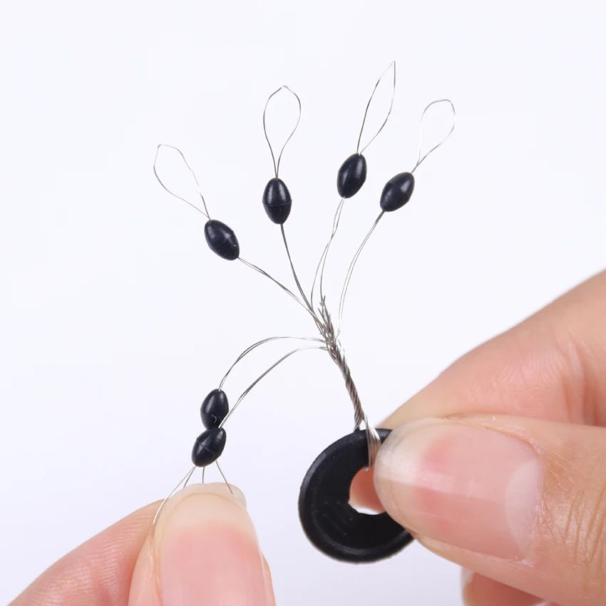 60PCS/10 Group S M L Black Rubber Oval Stopper Float Fishing Bobber Float For Sea Carp Fly Fishing Accessories