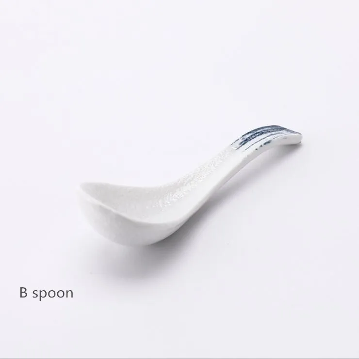 B spoon Персональный Набор тарелок, керамическая кухонная тарелка, набор посуды, блюда для еды, рисовый салат, лапша, миска, суп, кухонный инструмент для приготовления пищи, 1 шт - Цвет: B spoon