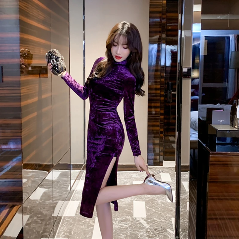 Китайское платье женское традиционное атласное платье cheongsam сексуальное qipao с высоким разрезом для свадебной вечеринки элегантная винтажная Ципао - Цвет: color2