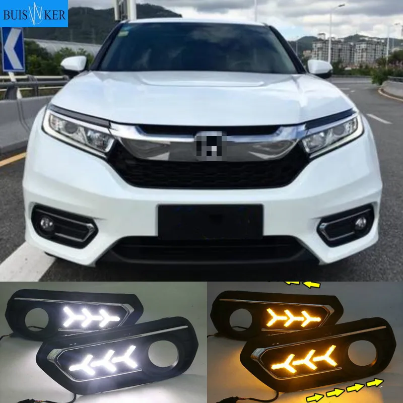 

Дневные ходовые огни DRL, 1 комплект, дневные ходовые огни 12 В, противотуманные фары из АБС-пластика с желтым указателем поворота для Honda AVANCIER 2017-2019