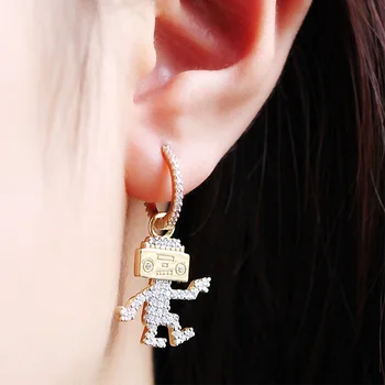 

Future Technology Earrings Creative Design Robot Earrings Europe and The United States Famous Brand Personality Hipster Jewelry