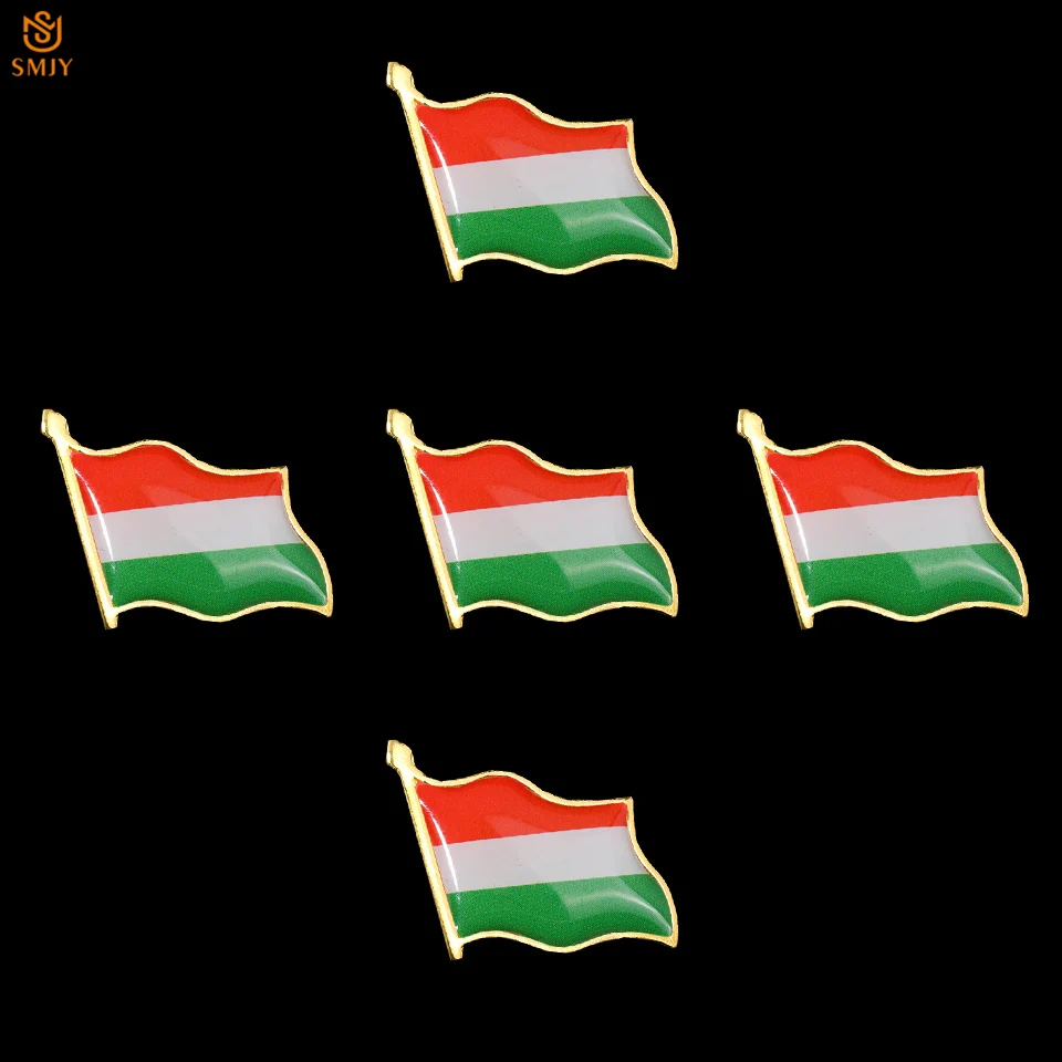 

5PSC Euro Patriot Wearable Badge Hungarian Waving Painted Flag Metal Commemorative Brooch Gold Plated Lapel Pin Collection