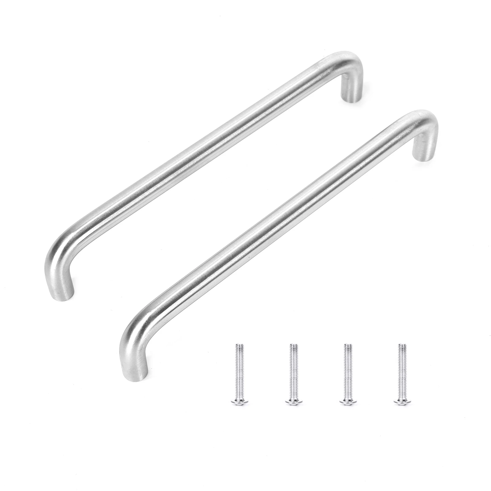 

2Pcs/Lot Curved Type 6.69''Silver Brushed Stainless Steel Solid Handles With Screws For Kitchen Cabinet,Furniture Drawer Pulls