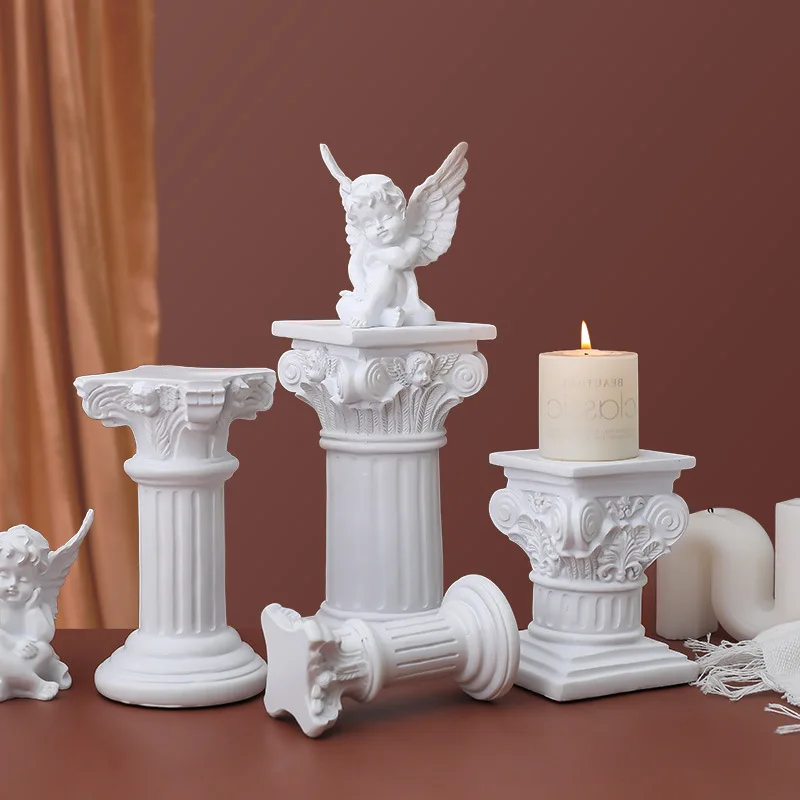 

Home Decoration Ornaments Roman Column Decor Statues Angel Sculpture Figurines for Living Room Office Desk Art Christmas Gifts