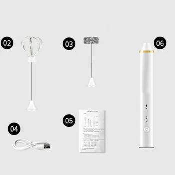 

Rechargeable Electric Milk Frother with 2 Whisks Manual Frother for Coffee Latte Cappuccino Hot Chocolate Durable Egg Holder