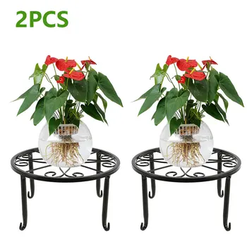 

2PCS Wrought Iron Potted Stander Flower Pot Rack Stand basion Display Shelf Garden Plant flower Holder Balcony Home Decor Rack