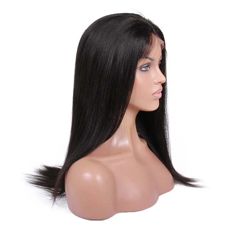 

Yaki Straight Lace Front Human Hair Wigs 150% Top Brazilian Remy 360 Lace Frontal Wig Pre Plucked Hairline For Women In Stock