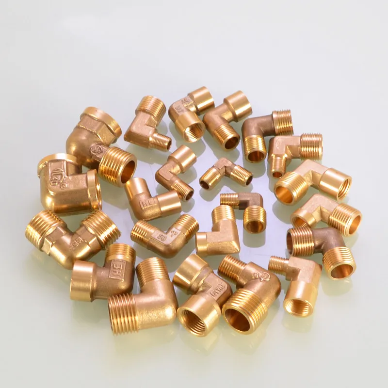 Pipe Fitting 1/8" 1/4" 3/8" 1/2" 3/4" 1" Female x Male Thread 90 Deg Brass Elbow Connector Coupler for Water Fuel Copper Adapter