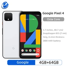 Google – smartphone Pixel 4, téléphone Mobile, 5.7 pouces, processeur Snapdragon P OLED, 6 go de RAM, 64 go de ROM, Octa Core, android 10, double caméra arrière, 855 