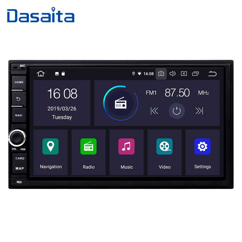 Автомобильный GPS плеер Dasaita 7 " Android 9 0 Navi универсальный 2 DIN с 2G + 16G
