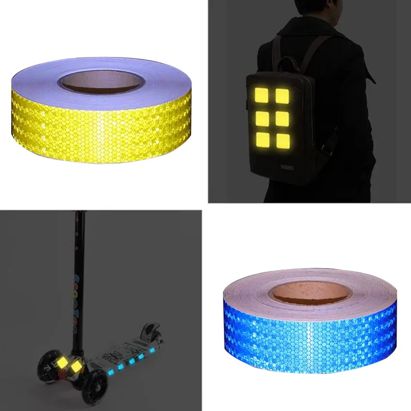 4Pcs/Set Double-sided Reflective Film Safety Motorcycle Bike Reflector Tapes