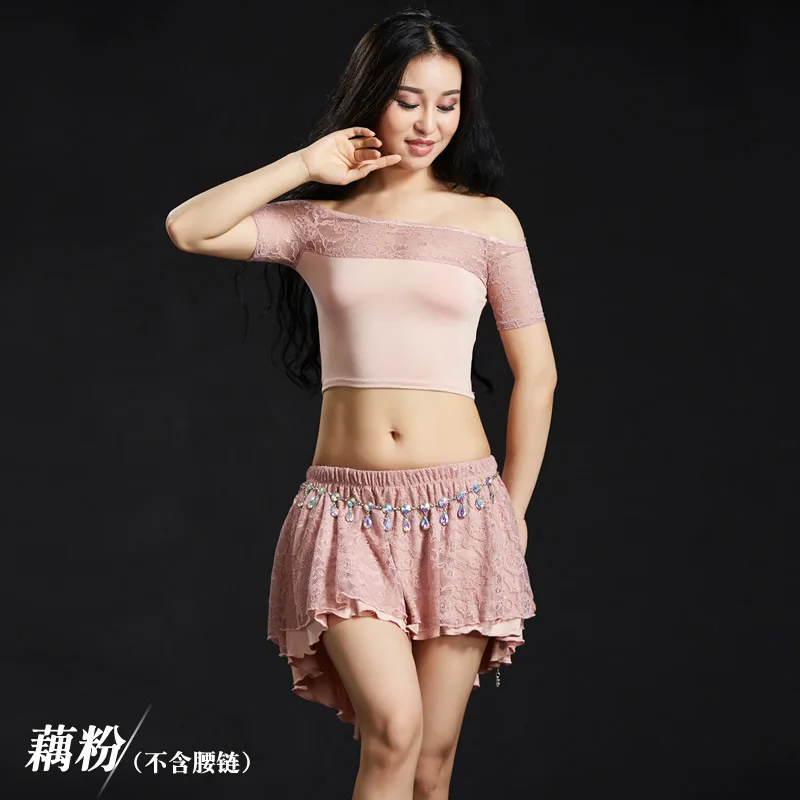 3pcs/set Lace Belly Dance Eastern Dance Suit BellyDance Costume Carnival Dance Costume#DP0071 - Цвет: Pink
