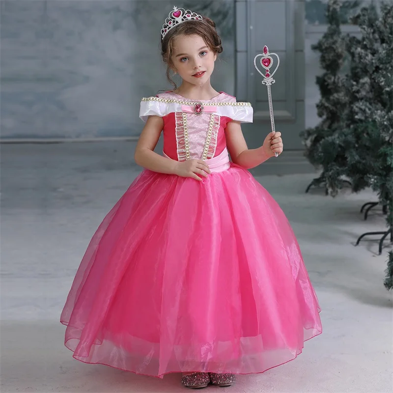 Нарядное платье для маленьких девочек; маскарадные костюмы на хэллоуин; платья принцессы авроры; карнавальные вечерние платья; детская одежда «спящая красавица»