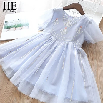 

HE Hello Enjoy Sequins Baby Girl Dresses 2020 Summer Girls Princess Dress Butterfly Print Ball Gown Dress Children's Clothes