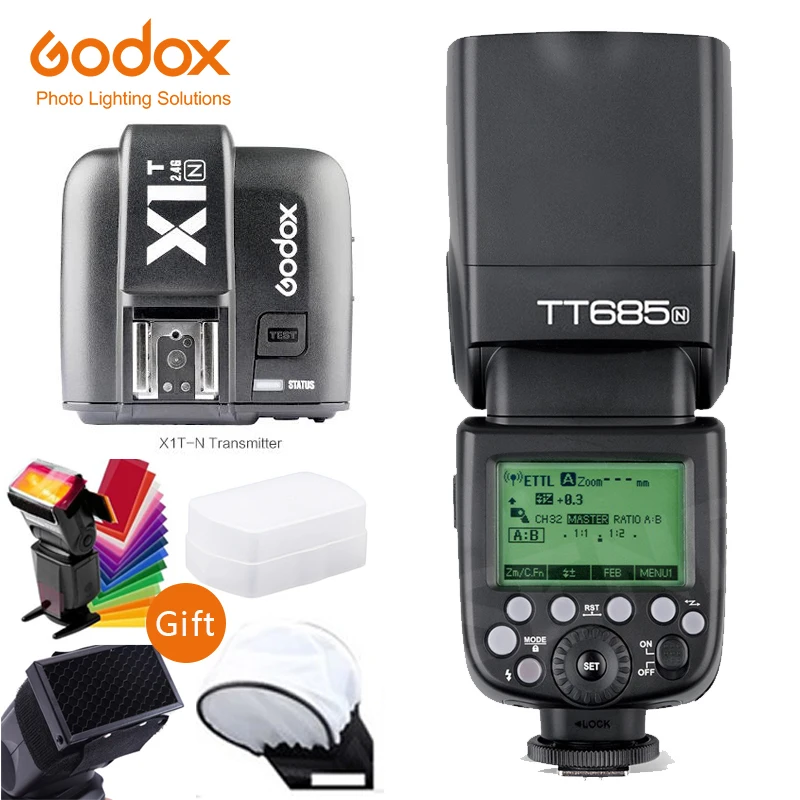 Godox TT685 TT685N 2,4G беспроводной i-ttl Высокоскоростная синхронизация 1/8000s GN60 Вспышка Скорость lite X1T-N передатчик триггер для камеры Nikon