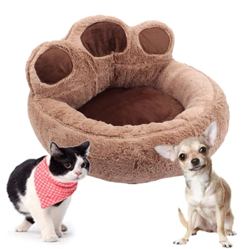 

Plush Bear Paw Shape Pet Sleeping Bed Warm Winter Cat Nest Mat Washable Kennel