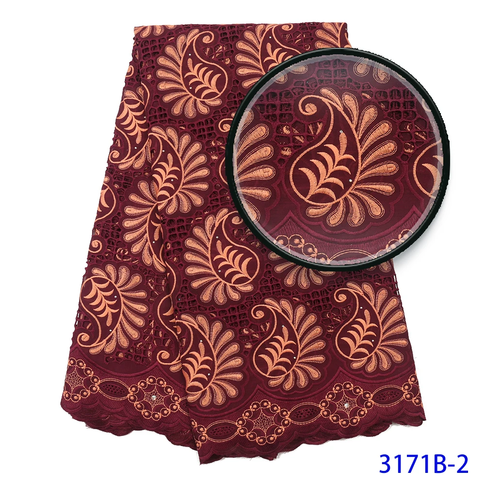2019 Swiss Voile Lace In Switzerland High Quality African 100%Cotton Lace Fabric With Stone Nigerian Every Dress Party QF3171B-2