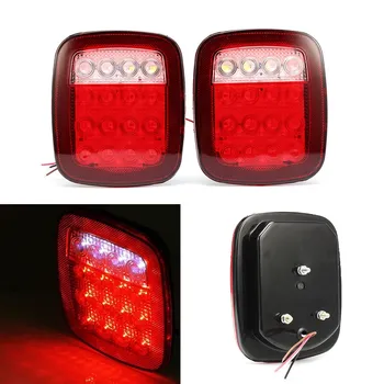 

2Pcs 12V LED Car Red White Tail Light Truck Trailer Stop Turning Lamp for Jeep JK TJ CJ YJ 173x147x32mm