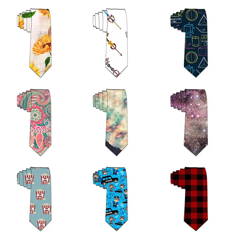 

New Fashion Fun Creative Pattern 3D Printed Men's Tie Polyester Slim Business Wedding Party Jacquard Woven 8cm Wide Neck Tie
