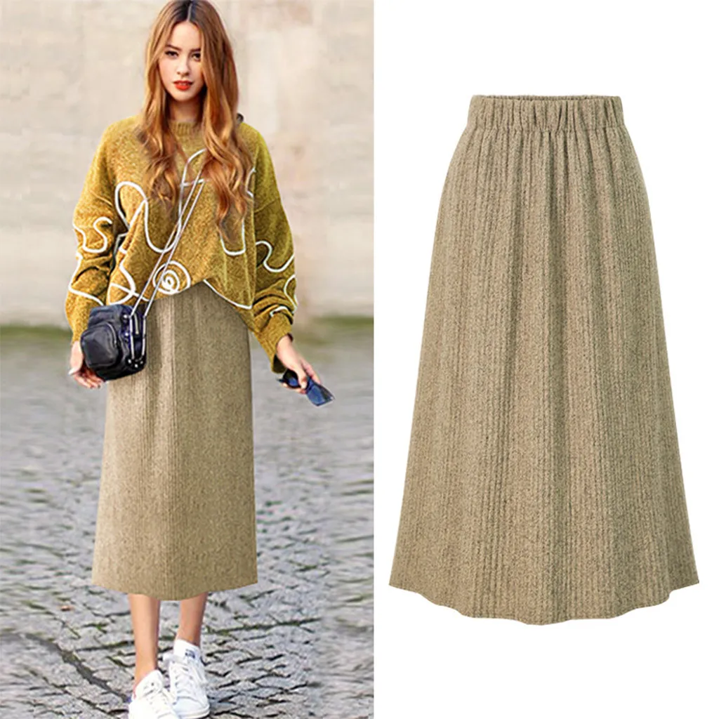 Women sweater skirt pencil midi knitted 