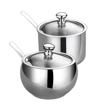 

Stainless Steel Spice Storage Jar Seasoning Storage Container Box Creative Storage Case for Home Kitchen with Lid and Spoon