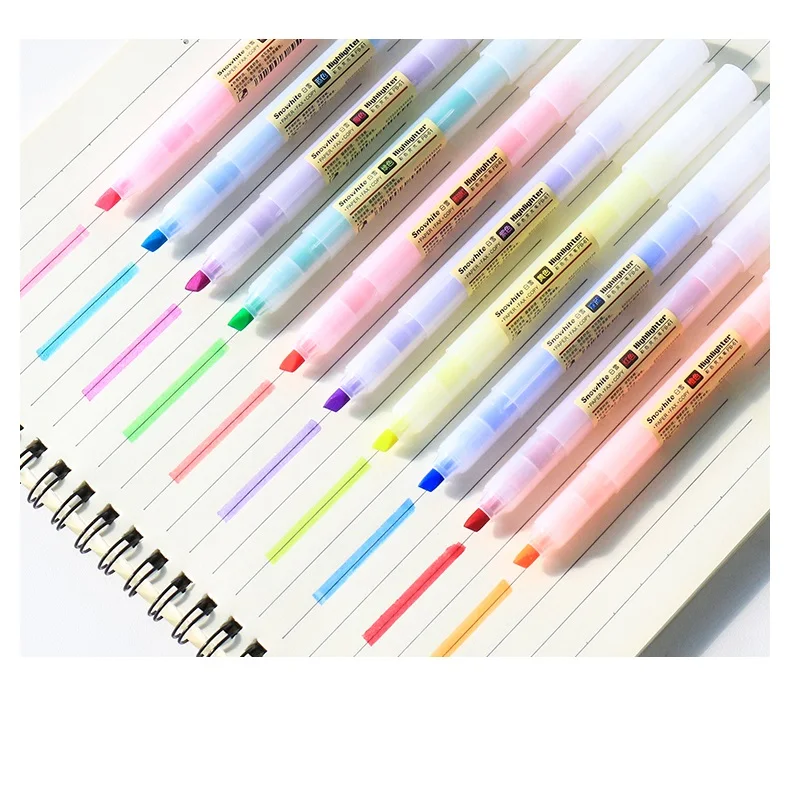 10pcs Mild Fluorescent Color Highlighter Marker Pen Set Oblique Liner Drawing Highlight Office School Student Supplies A6129