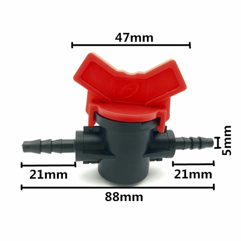 2/5pcs 4mm PCV Parts Coupling Pipe Irrigating Water Hose Switch Plastic Valve