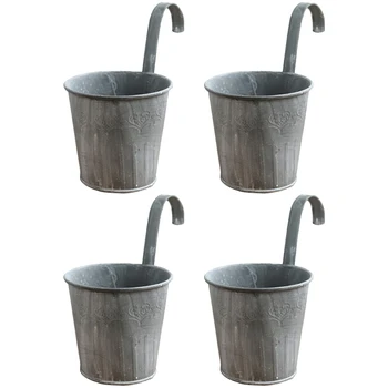 

4PCS Wrought Iron Craft Home Decoration Ornamental Plant Pot Gardening Hanging Pot Wall Hanging Small Flower Bucket