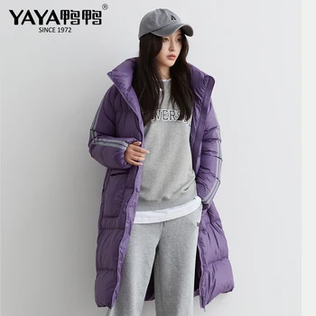 

YAYA 2020 Purple Down Jacket Winter Women Stand Collar Parkas Hight Quality Female Winter White Duck Down Thick Warm Down Coat