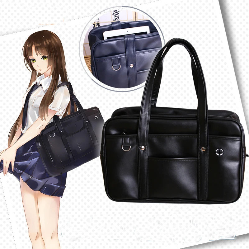 

Hot Japanese Student Bags College Student Girl School Bag JK Commuter Pu Leather Bag Bookbag Travel Messenger Bag Handbag