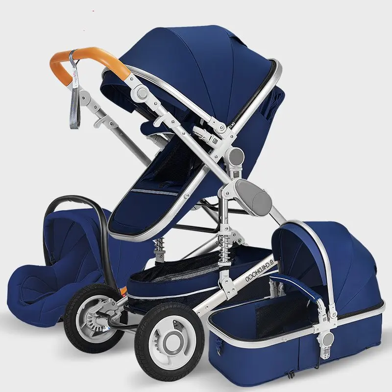 Детская коляска 3 в 1 коляска с автомобильным сиденьем дорожная система детская коляска с автомобильным сиденьем для новорожденных удобная детская коляска - Цвет: New Blue