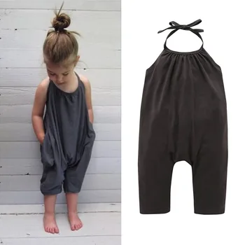 

Sunner New Design Baby Clothes Girl Set Kids Fashion Sling Summer Jumpsuit Black Harem Pants Trousers For Girls