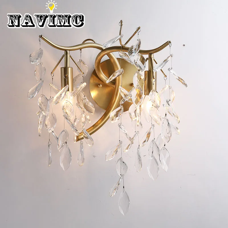 

E14 LED Modern K9 Crystal Wall Mounted Lamp Touch On/Off Switch Lighting Fixture Apply to Living Room Bedroom