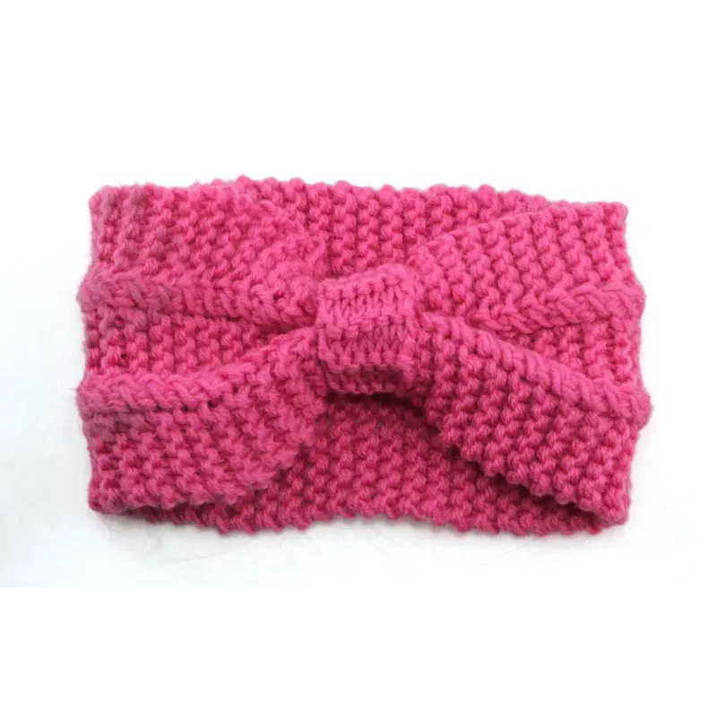 Style 3 rose red Новинка; женская зимняя однотонная повязка на голову с большим бантом; вязаная шерстяная теплая шерстяная повязка на голову ручной работы; Широкий Бант; diadema mujer - Цвет: Style 3 rose red
