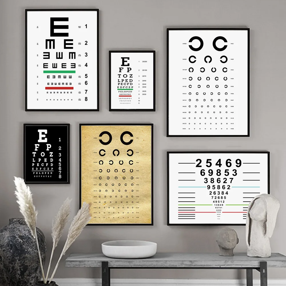 Eye-Test-Snellen-Chart-Visual-Acuity-Nordic-Posters-And-Prints-Wall-Art-Canvas-Painting-Wall-Pictures (3)