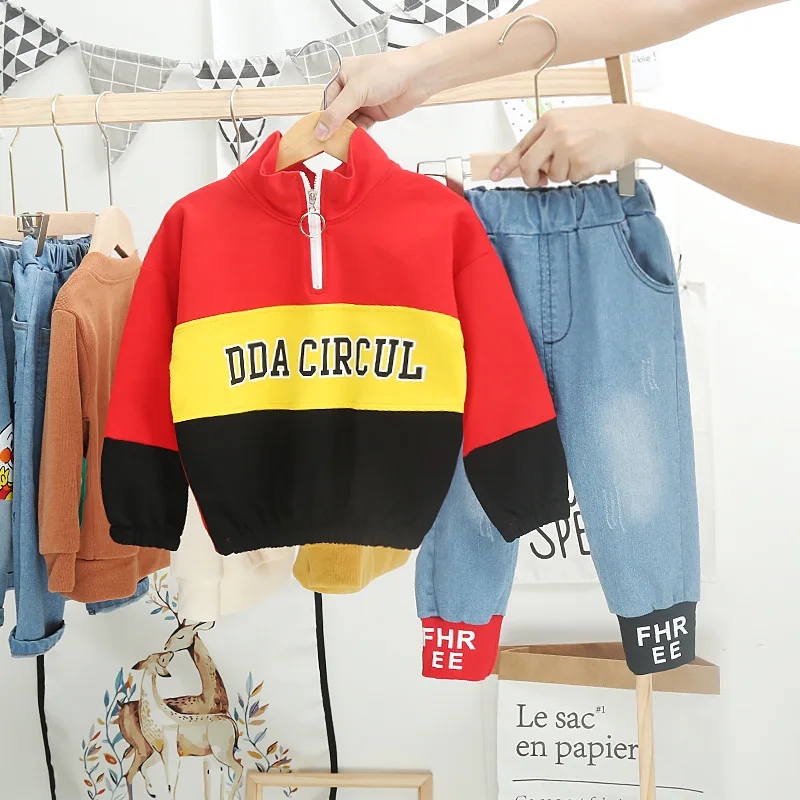 

2019 New Children Clothing Set Toddler Boy Girl Patchwork Tracksuit 3PCS Suit for 1 2 3 4 Years Boys T Shirt Pants Sport Suit