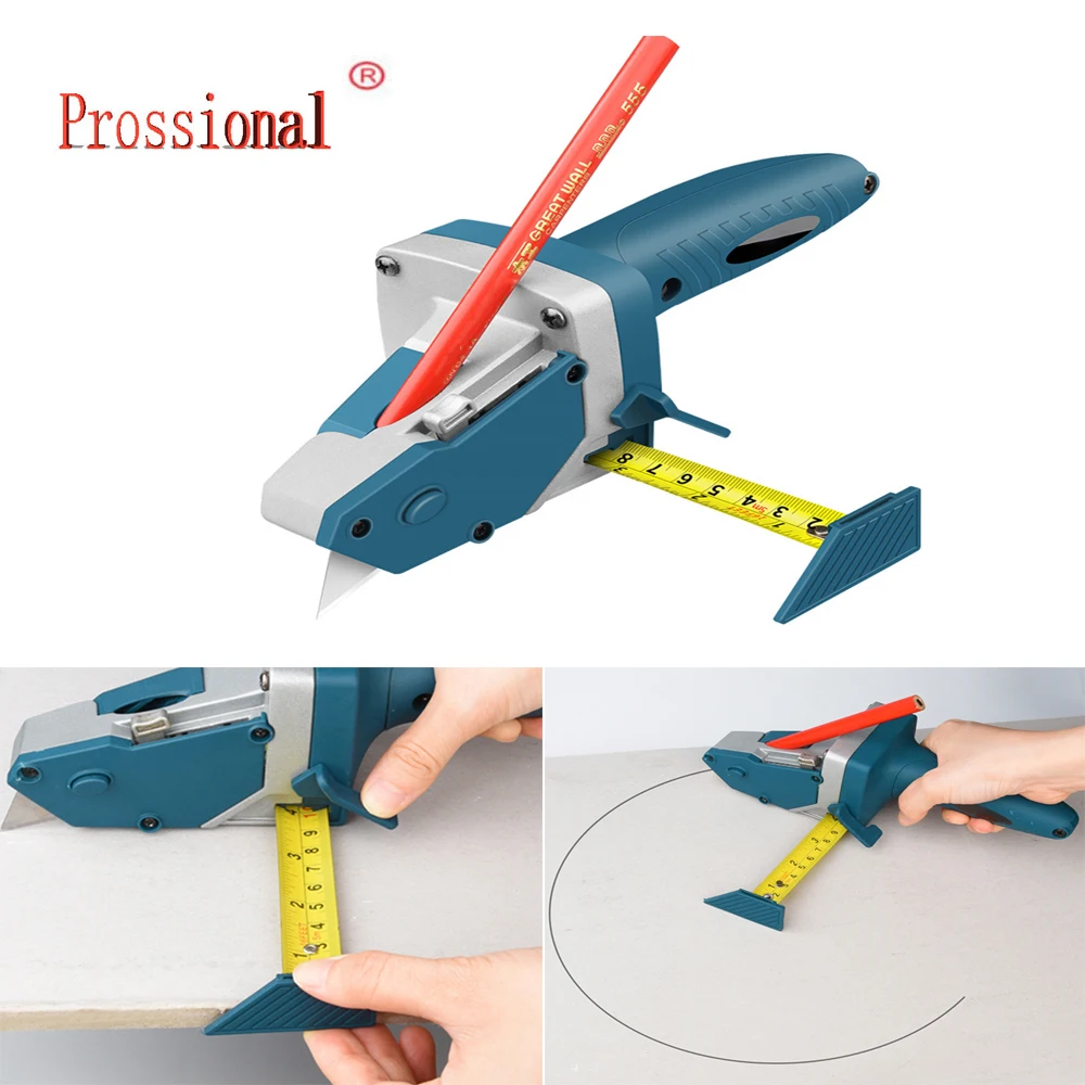 Gypsum Board Cutting tool Drywall Cutting Artifact Tool with Scale  Woodworking Scribe Woodworking Cutting board tools 3 in1 locator auxiliary plate gripper hole position punching board splicing simplified scale wooden tenon positioning tool diy