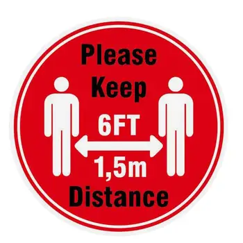 

5Pcs Ground sign Isolated label 30CM diameter Please Keep Wait Here Stand Here Keep 6ft in Between Distance Marker Floor