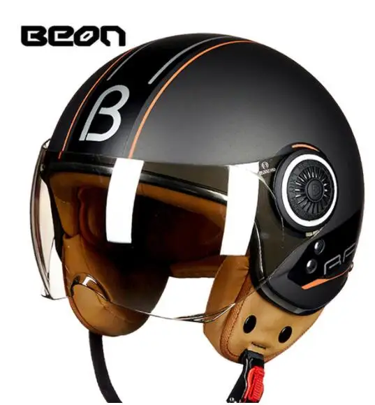 BEON для мужчин и женщин мотоциклетный шлем Chopper 3/4, винтажный шлем с открытым лицом, мотоциклетный шлем Casco Capacete, мотоциклетный шлем - Цвет: 110B-03