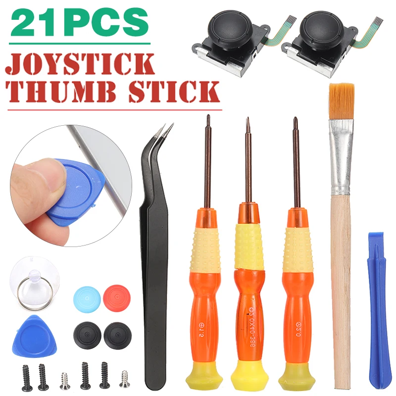 

For Nintend Switch Joy-Con 21pcs 3D Analog Joystick Replacement Repair Tool Game Handle Thumb Stick Replaces Set Pohiks