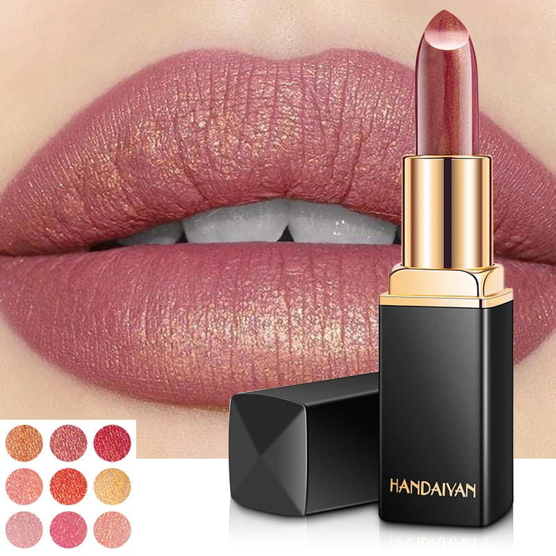 

Hot Professional Lipstick Makeup Waterproof Long Lasting Pearlescent Lip Sticks Pigment Nude Pink Red Luxury Cosmetics for Lips