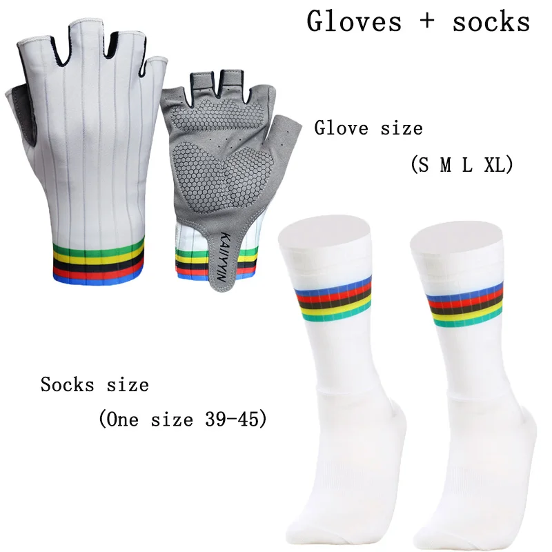 New Cycling Gloves Socks Combination Striped Half-finger Sports Bike Gloves Non-slip Breathable Bicycle Guantes Ciclismo 2