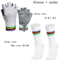 New Cycling Gloves Socks Combination Striped Half-finger Sports Bike Gloves Non-slip Breathable Bicycle Guantes Ciclismo 2