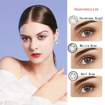 

Maymocon 2pcs/pair Sliver Color Contact Lens Soft Cosmetic Colored Contact Series Yearly