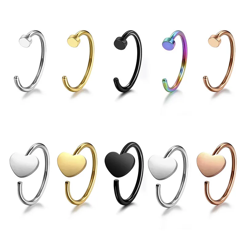 

10pcs/stainless steel colorful mixed universal Nose & Lip Ring 8cm Body Piercing earring tragus ring Body Hypoallergenic Jewelry