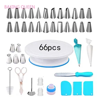 

BAKING QUEEN 66 Pieces Cake Turntable Anti-slip Turntable Decorating Nozzle Cake Cream Pattern Baking Tool