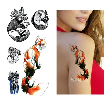 

fake tattoo Animal temporary tattoo stickers fox Wolf Waterproof tatuaje 3d killer whale Bear tiger snake tattoo body stickers