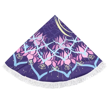 

Dizzy Pattern Printed Beach Blanket Microfiber Tassel Tapestry Round Beach Towel Bath Shower Towels for Wearing (Blue)