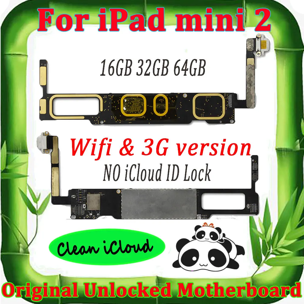 Оригинальная материнская плата для iPad Mini 2 2nd Gen WLAN сотовая версия iCloud разблокированная материнская плата 16g 32g 64g A1489 A1490