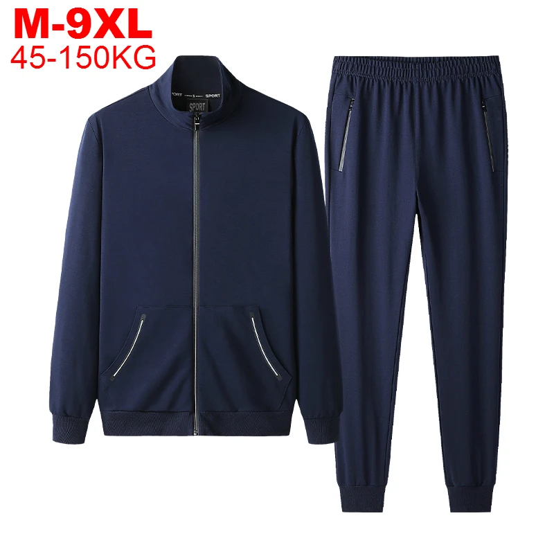 Tracksuit Sweatpant-Sets Size-Suit Hoodie Warm-Jackets Zipper Winter Men Casual And Male